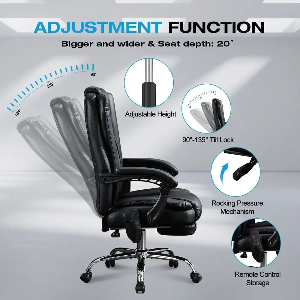 Luxury Ergonomic Massage Office Chair with Heated Seat, Adjustable Footrest, and Reclining High Back for Comfort view 4
