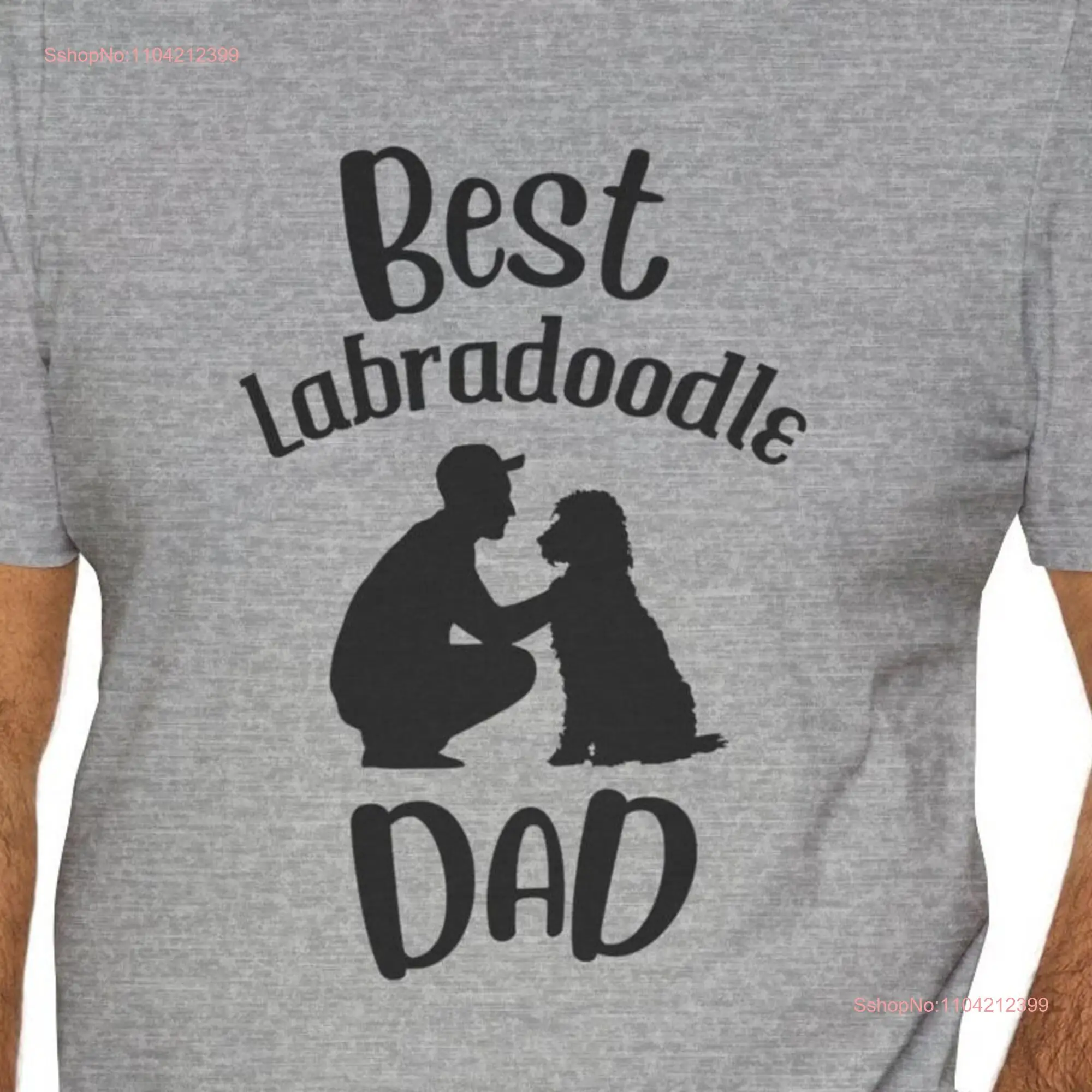 Bestes Labradoodle Dad T-Shirt Jersey UNISEX Vatertag für Hundesilhouette und Liebhaber mit langen oder kurzen Ärmeln