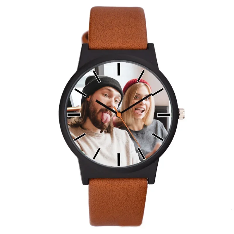 A3308 Design Your Own brand Logo Photo printing neutral clock Causal holiday gift oem drop shipping unisex personalized watch