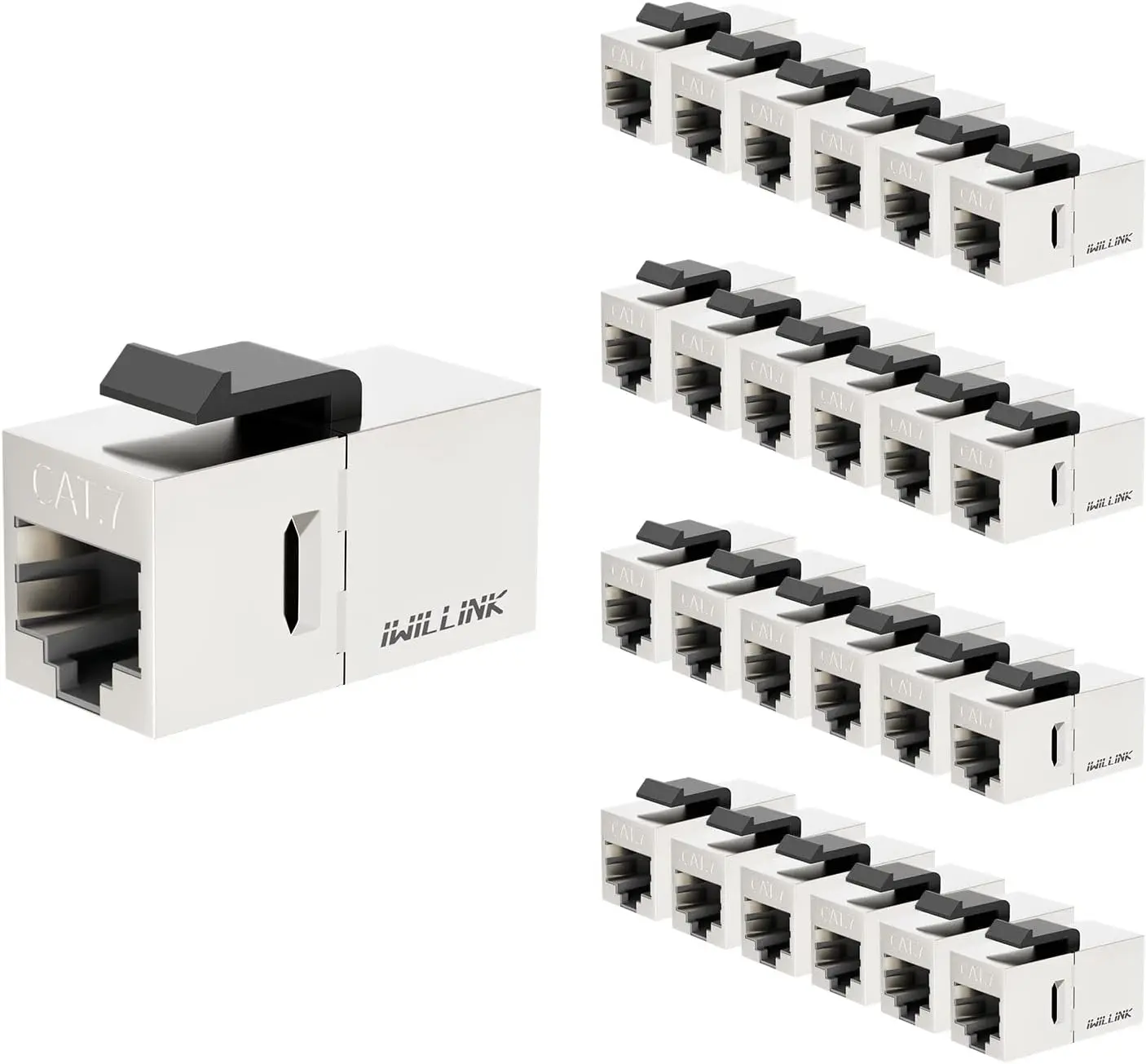 

10Gbps Shielded RJ45 Keystone Coupler for Cat7/Cat6a/Cat6/Cat5e, 25-Pack