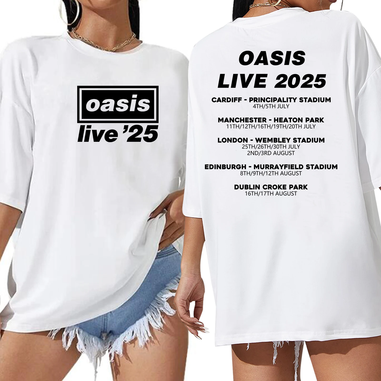 OASIS Live 25 Tour 2025 t-shirt Extra Large o-collo manica corta moda camicie Oversize