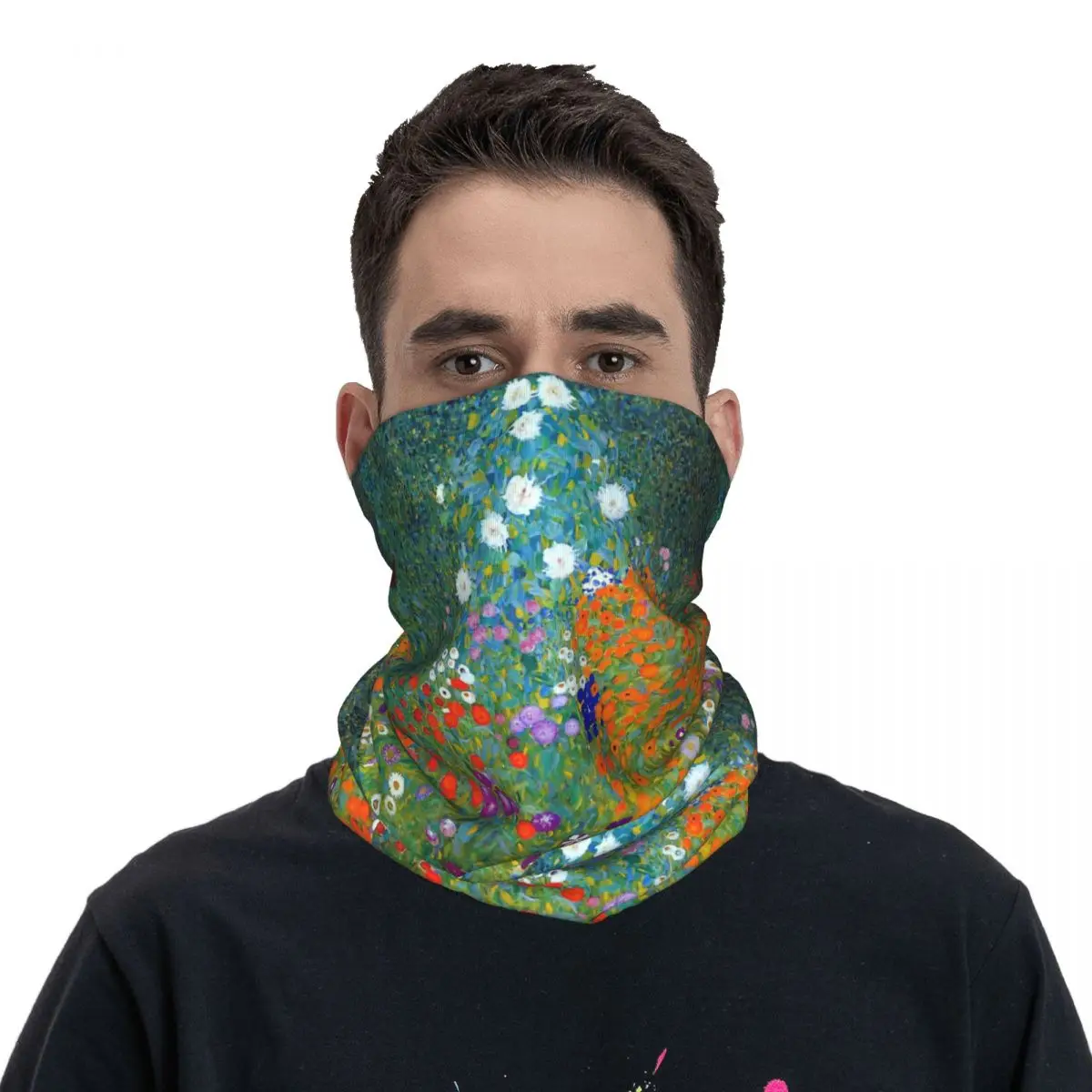 Gustav Klimt Bandana de jardín de flores para adultos, bufanda envolvente para el cuello, pasamontañas para ciclismo, transpirable, Unisex