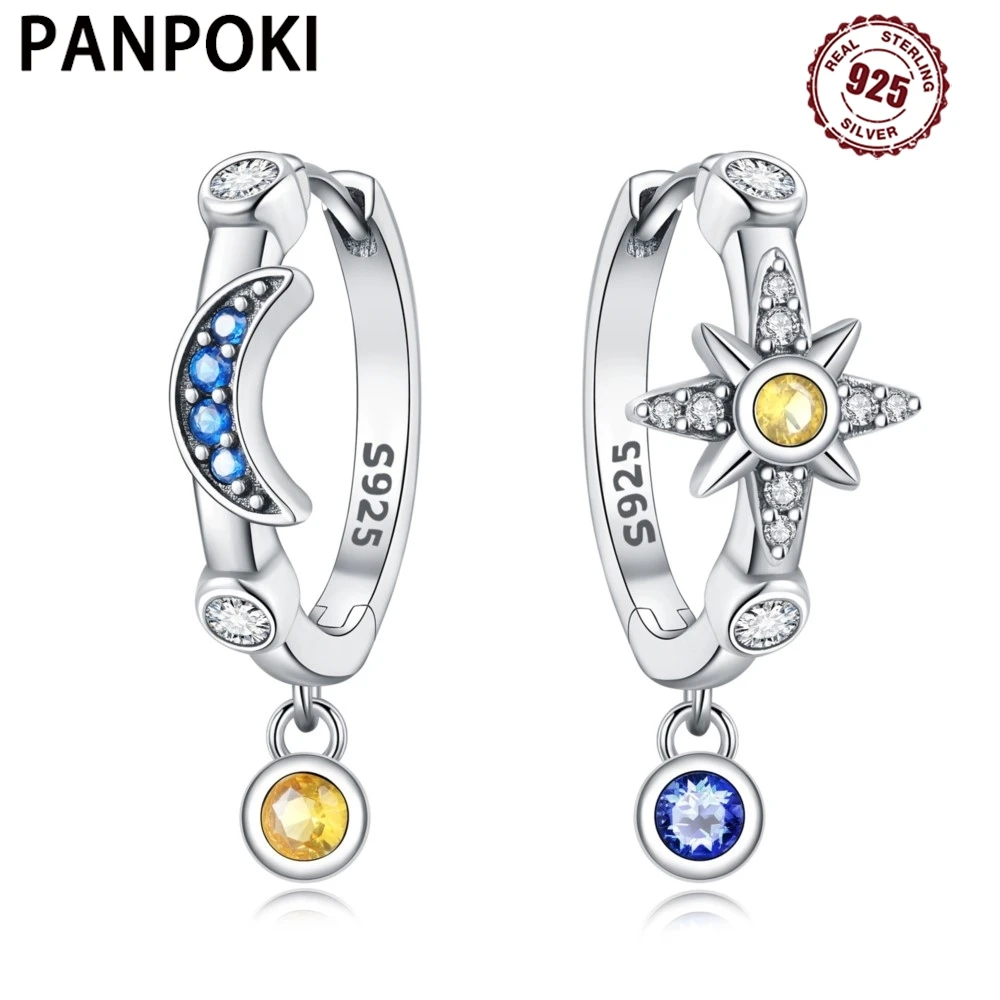 925 Sterling Silver Mysterious Star Moon Earrings Jewelry Versatile Hoop Earrings For Women Jewelry Birthday Party Fine Gifts