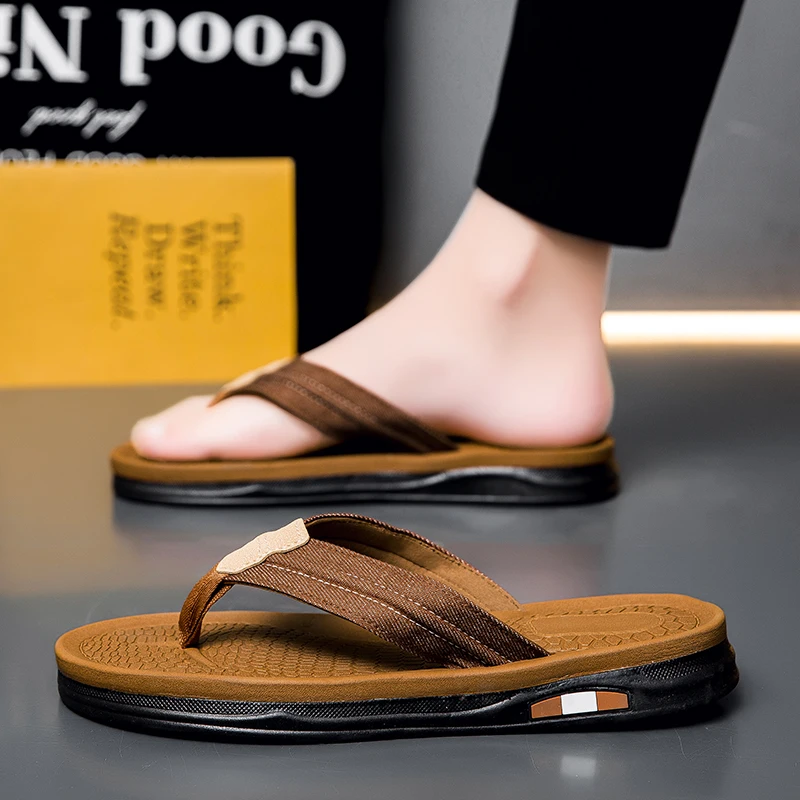 Luxury Texture Flip Flops Flexible Anti-slip Breathable Couple Dating Beach Daily Slippers