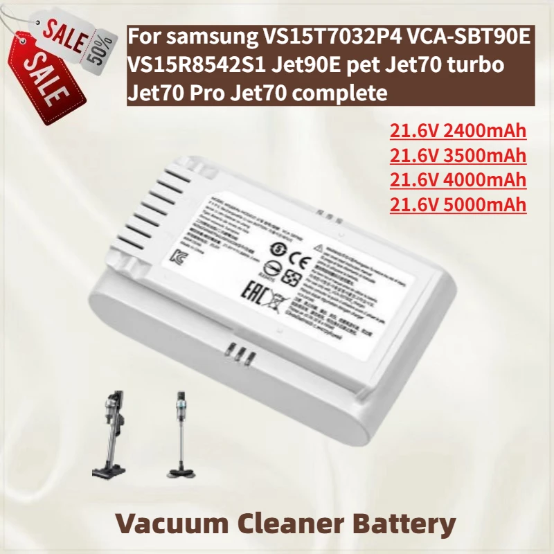 

High Quality 21.6V 5000mAh Vacuum Cleaner Battery for Samsung JET70 VS15T7032P4 VCA-SBT90E,Jet90E Pet, Jet70 Pro Brand New