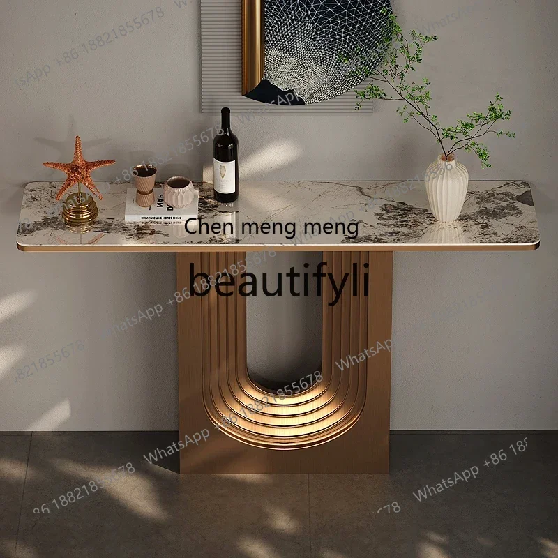 D178  Italian style, high-end marble luxury stone entrance table villa, case view table, ultra-narrow entrance cabinet
