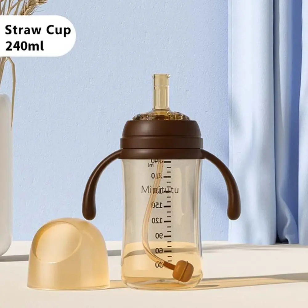 High capacity 240ml/300ml Straw Cup PP Material 5CM Wide Neck Milk Bottle Anti-Colic BPA Free Nursing Bottle