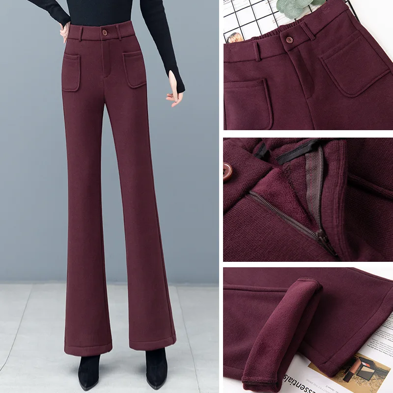 الدنيم الأنجورا السراويل الحمراء ربيع الخريف تنوعا صغيرتي مستقيم الساق السراويل متوهج #3