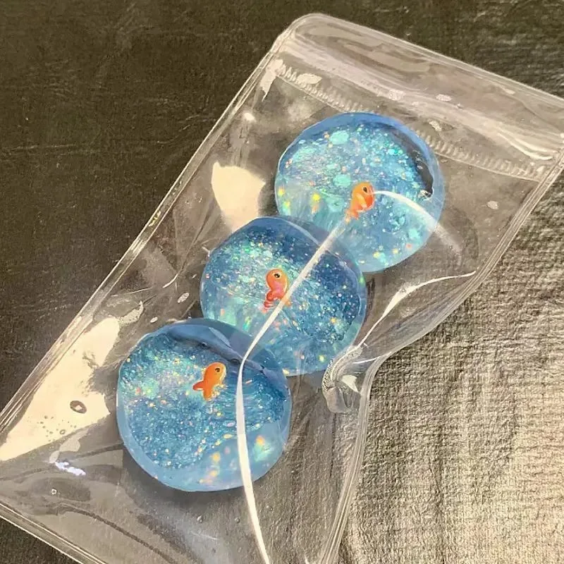 Ocean Planet Squishy Fidget Toy Soft Cute Little Goldfish Pinch Decompression Toy Planet Sequin Anti-Anxiety Toy Gifts