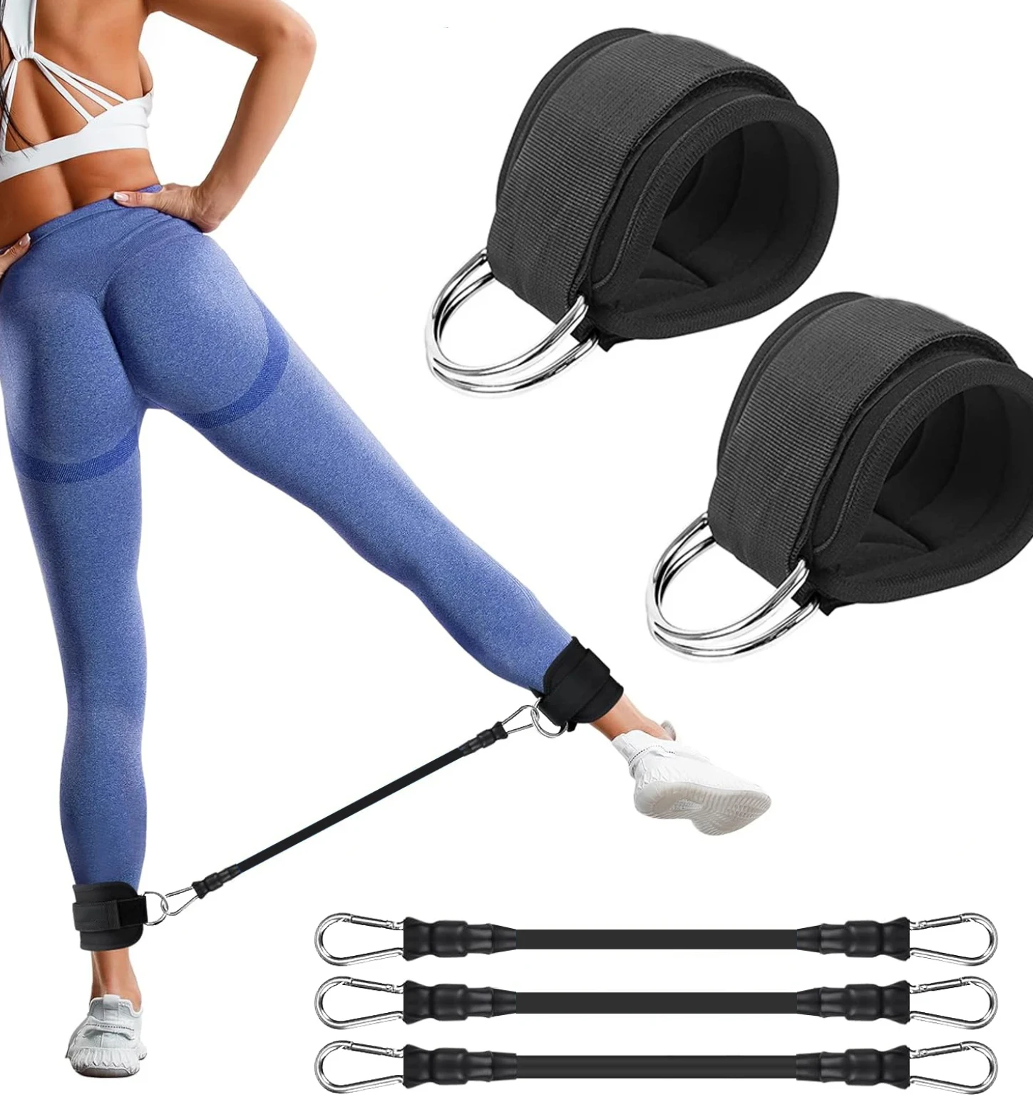 Ankle Resistance Bands, Ankle Bands for Working Out with Cuffs, Resistance Bands for Leg Butt Training Workout Equipment for Kic