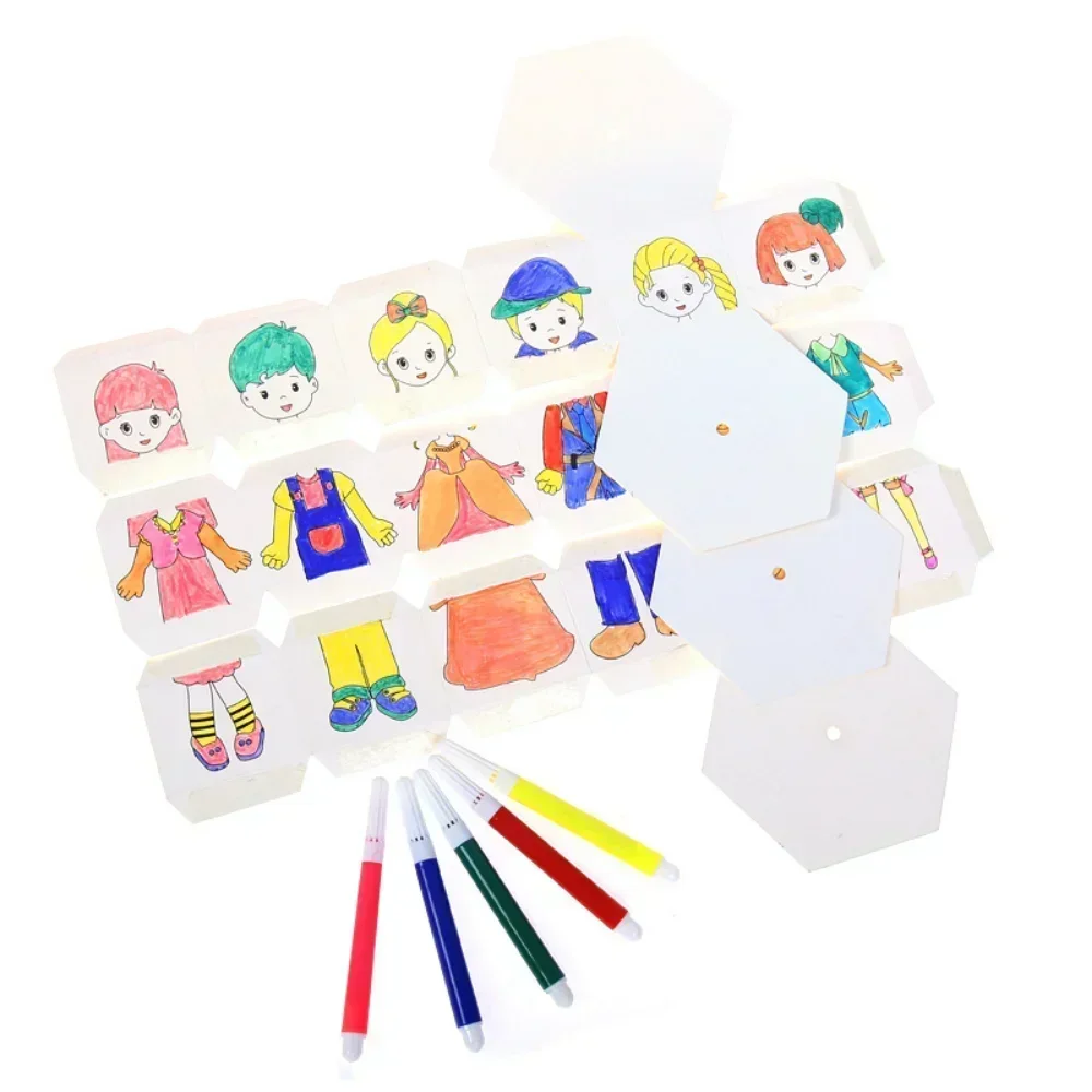 1set Children's DIY Craft Toys Novelty Painting Drawing Toys Color Filling Paper Rotating Graffiti Puzzle Kids Educational Toy