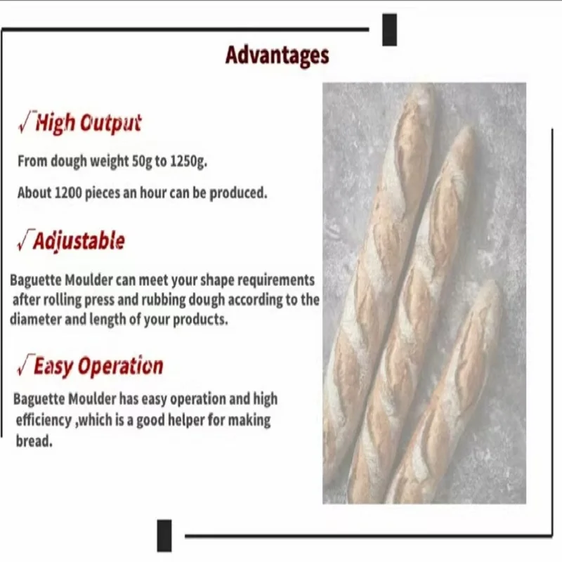 Factory Direct Supply Bread Making Bakery Dough Machine French Baguette Long Bread Toast Moulder In Stock With Best Price