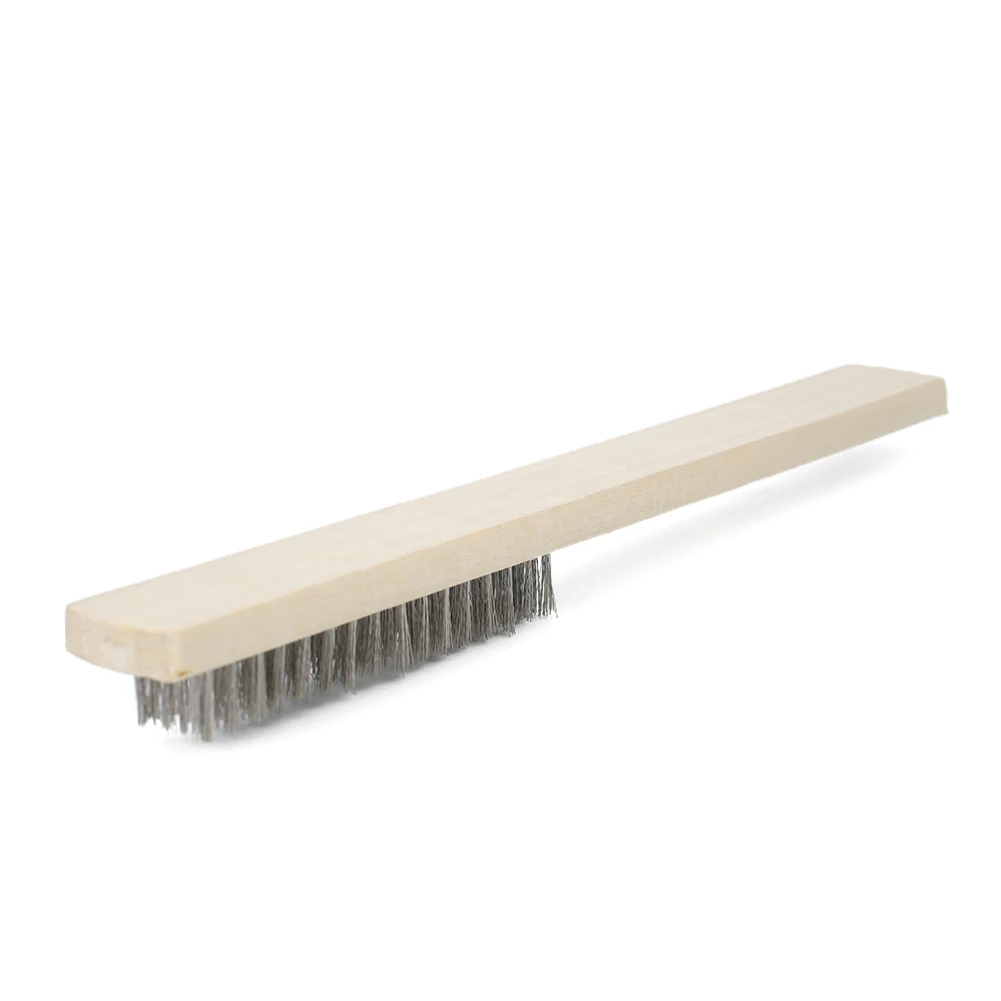 

3Pcs Stainless Steel Wire Brush Wood Handle Wire Brush Rust Removal 8.07Inch For Clean Scales Rust Dirt Oil Stain Paint Coat