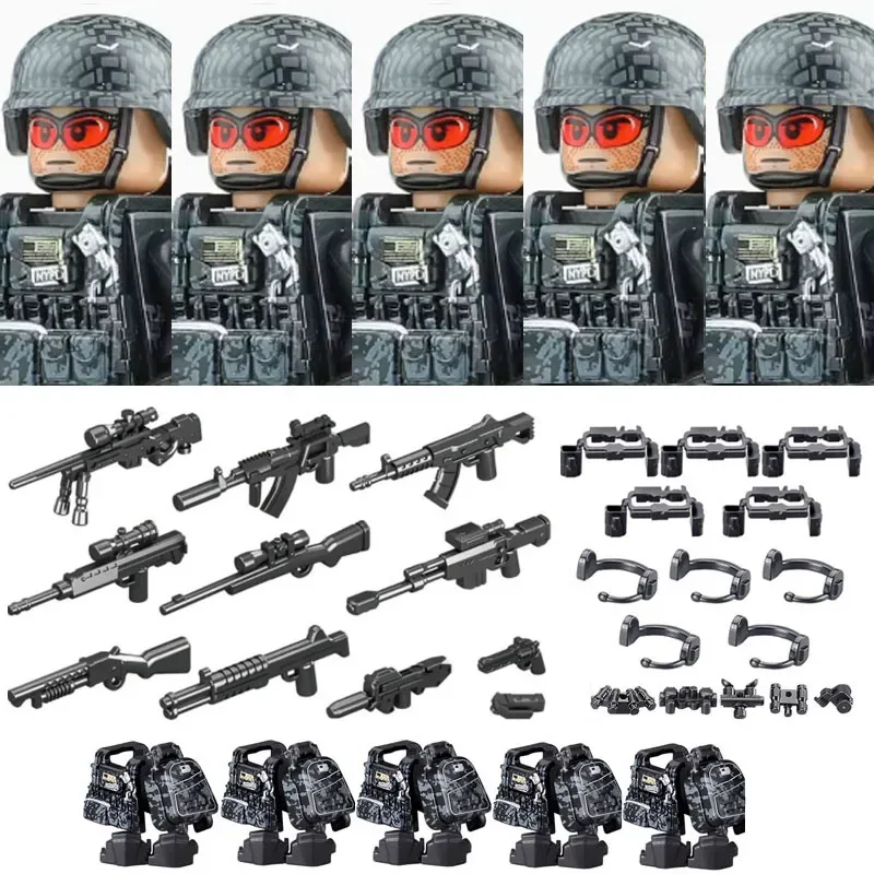 Militär Armee Figuren Bausteine SWAT Ghost Commando Special Forces Soldat Waffen Pistole Hut Schild Gürtel AK Mini Ziegel Spielzeug