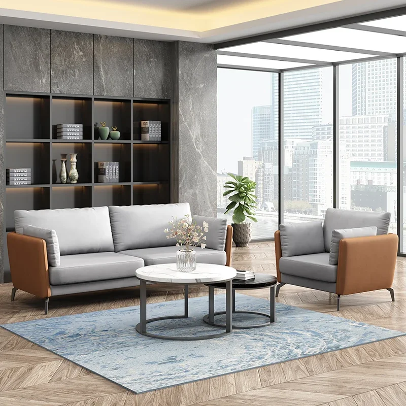 Luxury Office Sofa Tea Table Simple Modern Negotiation Reception Business Sofa Three Person Reception Area