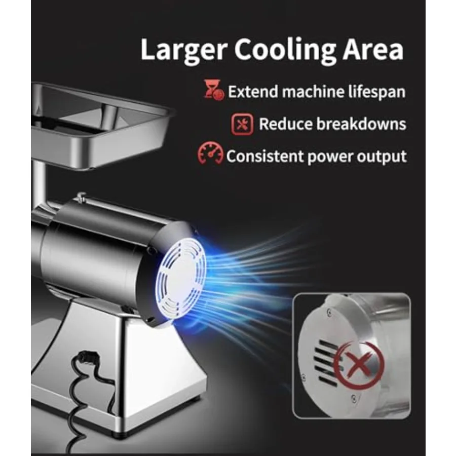 เครื่องบดเนื้อไฟฟ้ากำลังสูง 1.3 แรงม้า โครงสร้างสแตนเลส สำหรับใช้งานเชิงพาณิชย์ พร้อมที่บดไส้กรอก เหมาะสำหรับการใช้งานในครัว