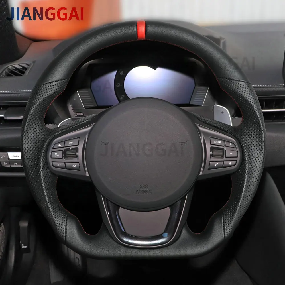 

Full Leather Car Steering Wheel D-Type Racing Design Red Center Line Fit For Toyota Supra GR A90 A91 2020-2024 Car Accessories