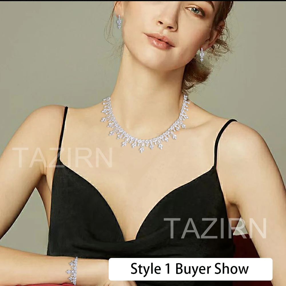 TAZIRN Dubai Nigeria Africa 2/4PCS Cubic Zirconia Jewelry Sets For Women Bridal Wedding Party Luxury CZ Crystal Jewelry Set Gift