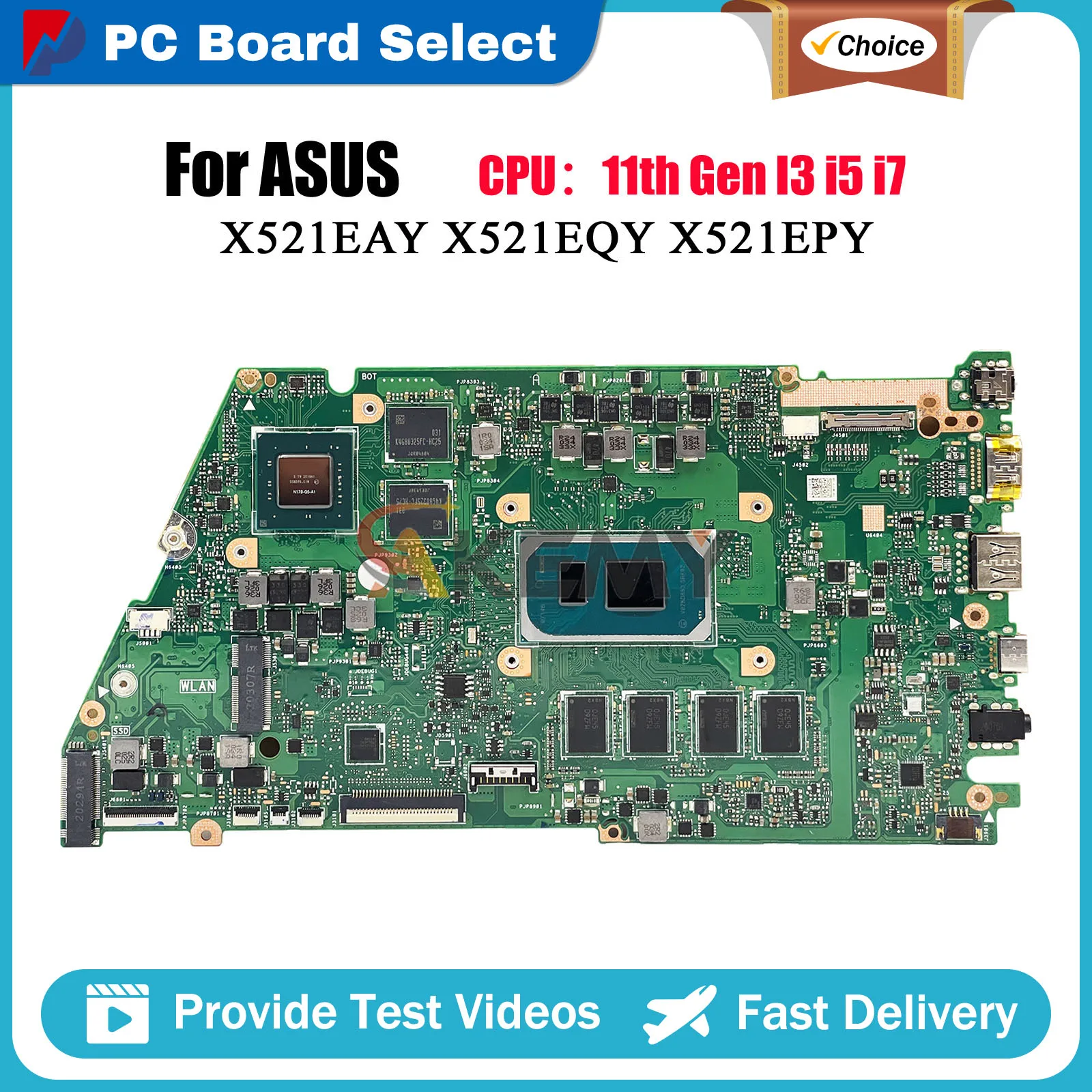 

X521EQ Laptop Motherboard For ASUS X521EPY X521E V533E I521E X521EAY X521EQY X521EQYB R521E K533E Mainboard W/ 11th Gen I3 i5 i7