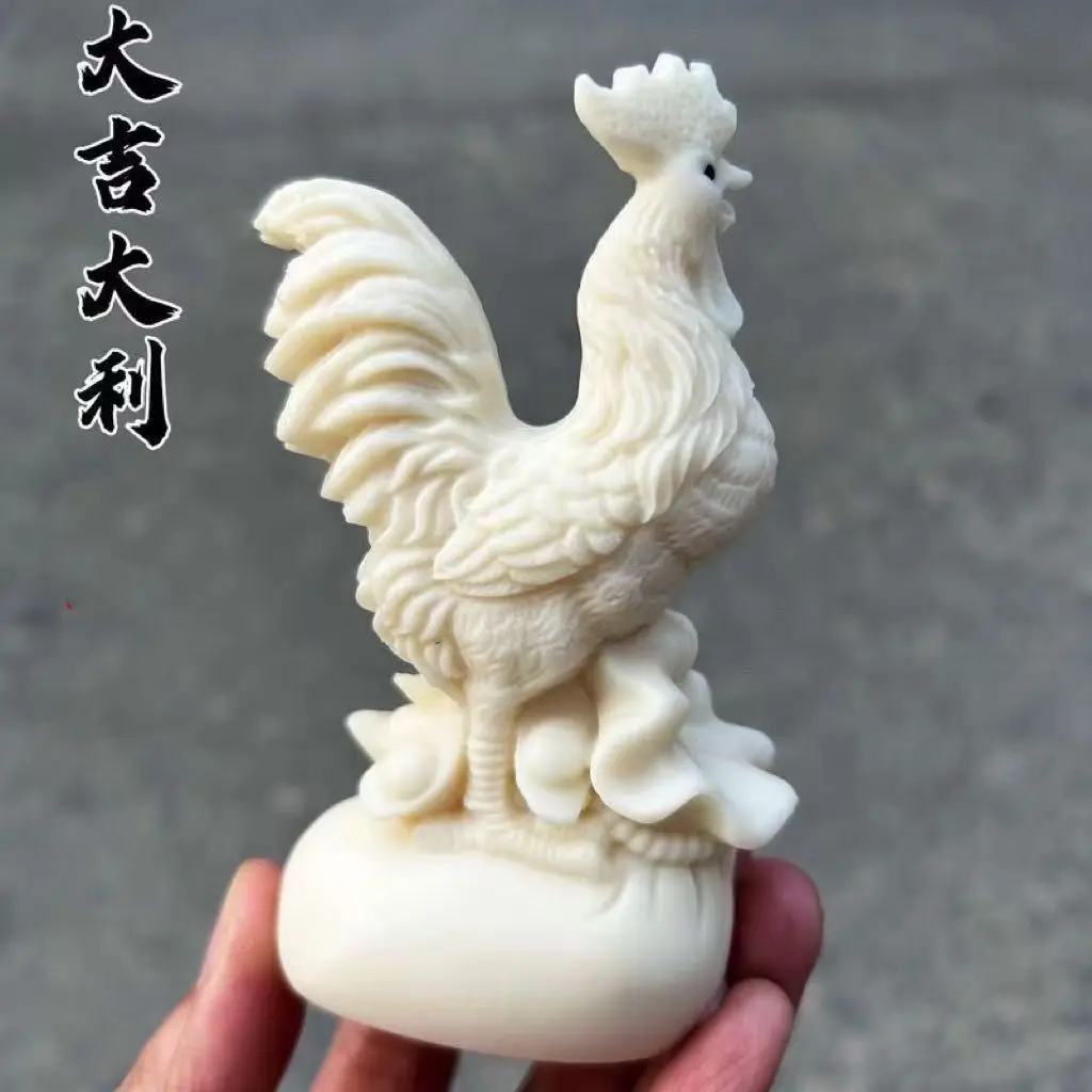 Ivory Nut Carved Rooster Figurine Home Office Decor Craft Statue Gift Fish Tank Ornament Zen Tabletop Decoration