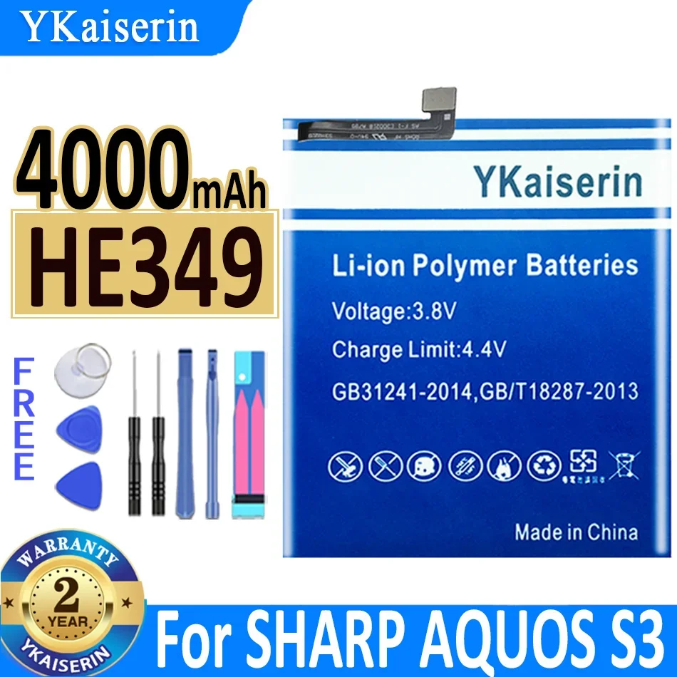 

YKaiserin Battery For SHARP AQUOS S3 Fs8032 4000mAh HE349 HE 349 Mobile Phone Batteries + Gift Tools