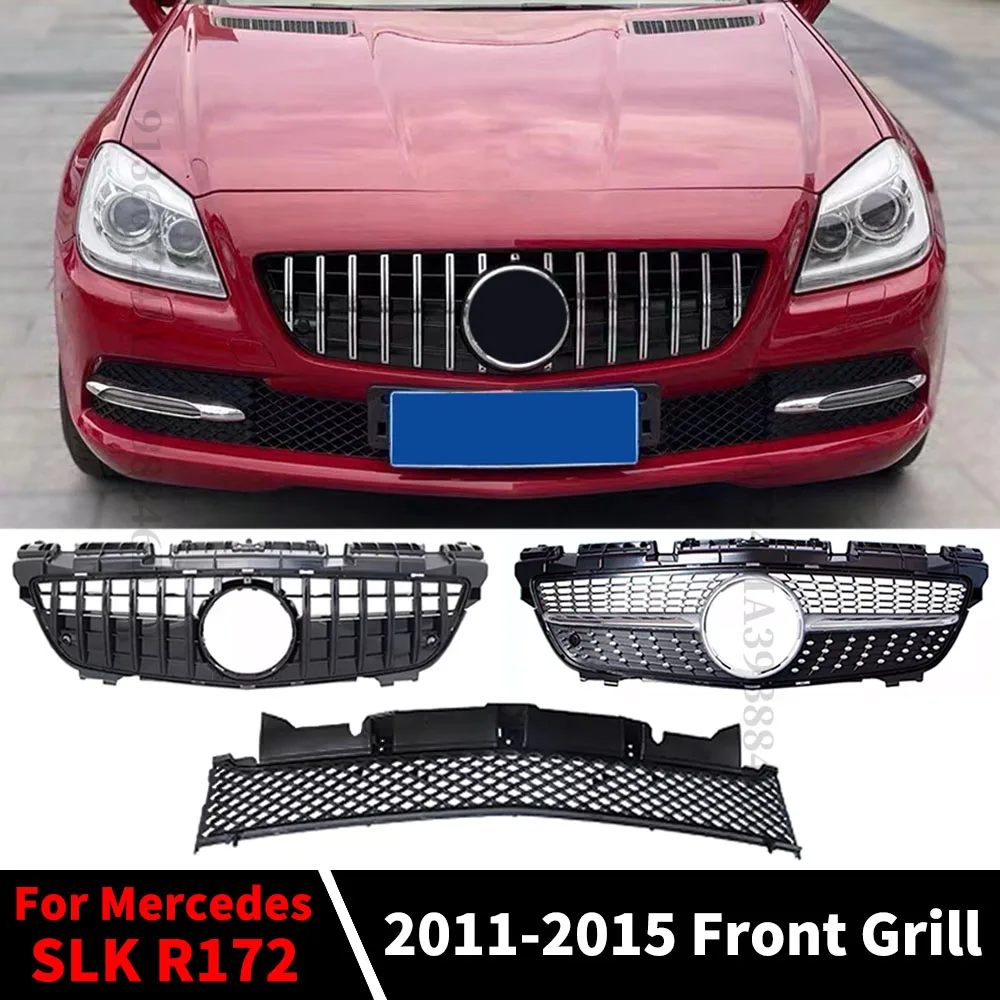 

Diamond GT Style Front Hood Radiator Grille Racing Bumper Grill Grid For Mercedes Benz SLK R172 2011-2015 Body Kit Tuning Part