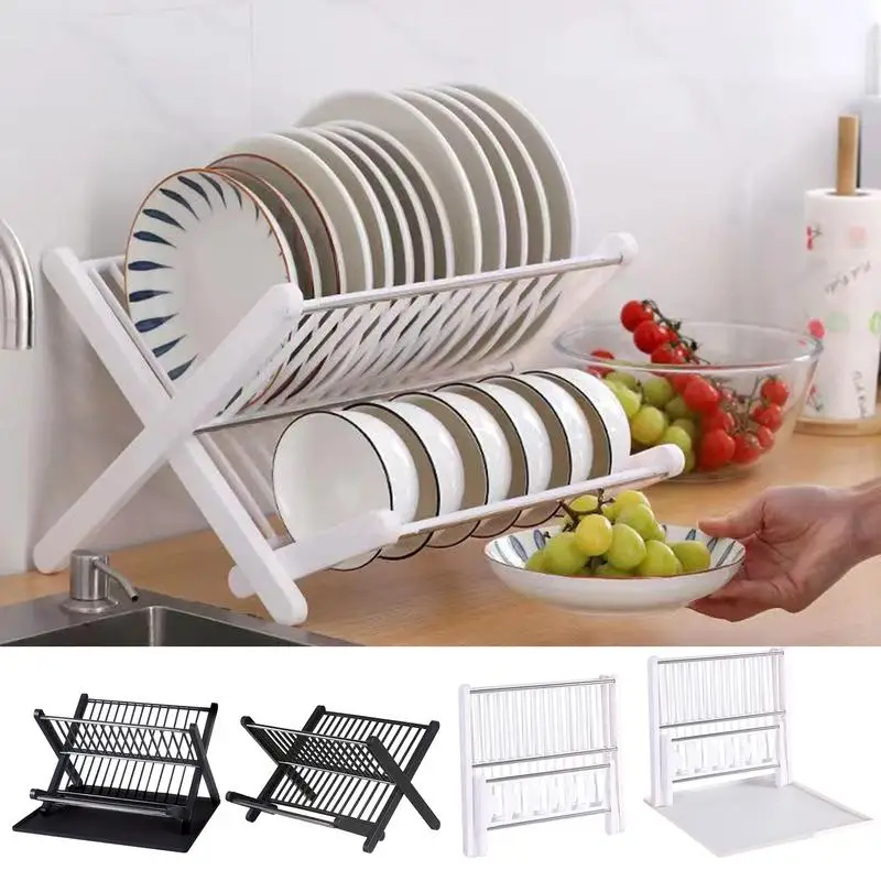 

Counter Top Dish Drainer Rack Large Rust Proof Dish Drainer With Utensil Holder Triangular Structure Compact Kitchen Dish Rack