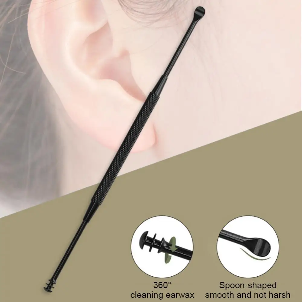 Herramienta de limpieza de oídos de silicona higiénica, espiral de doble punta, cuchara de oreja de doble punta, juego efectivo suave