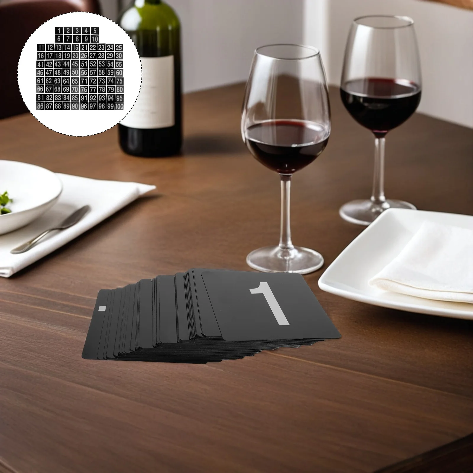 

100 pcs Table Numbers 1-100 Elegant Pvc Tabletop Cards Durable Seating Markers For Wedding Restaurant Cafe Party Banquet Table