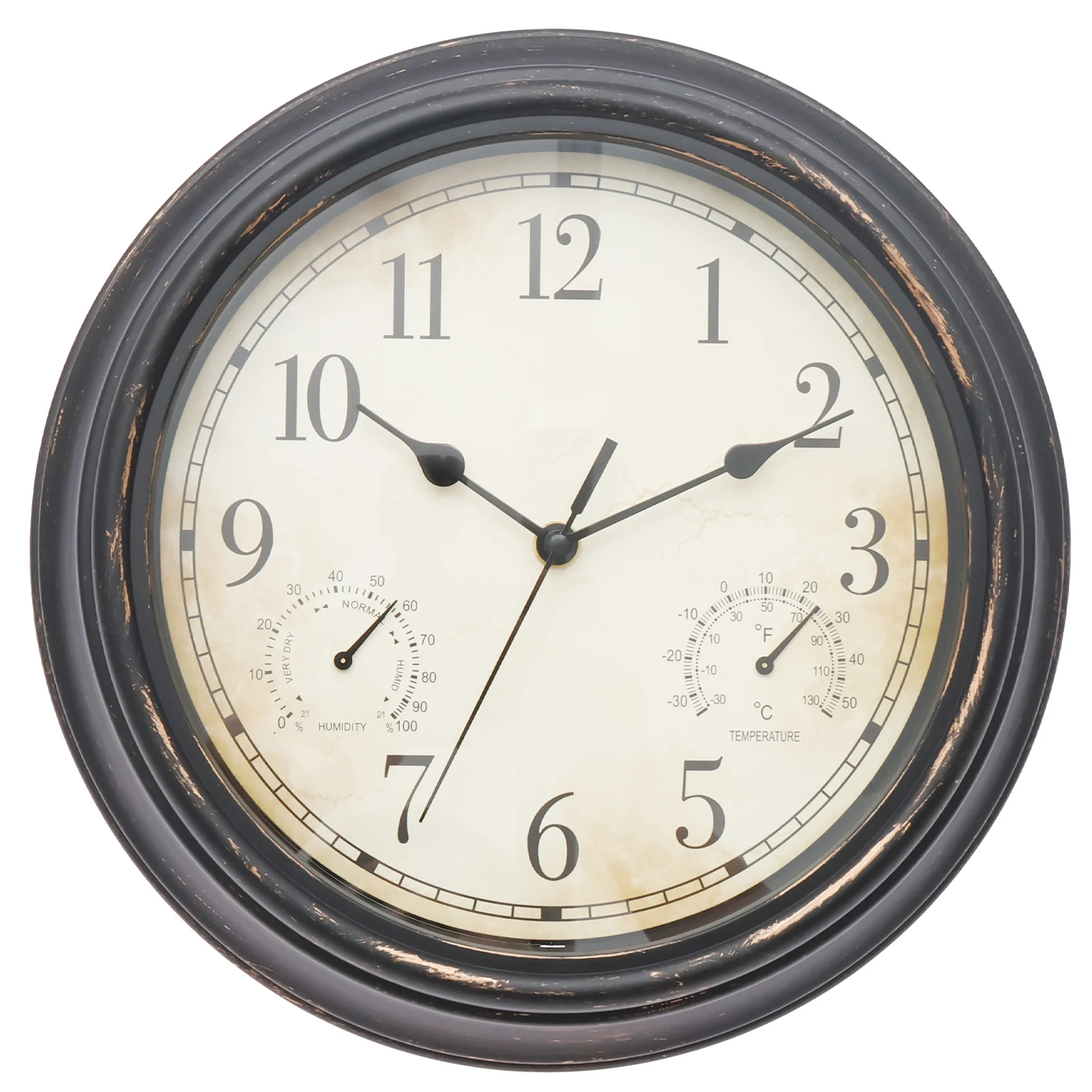 Vintage Silent Wall Clock Round Classic Outdoor Garden Clock Waterproof Quartz Decorative Clock Battery Operated for Home Office