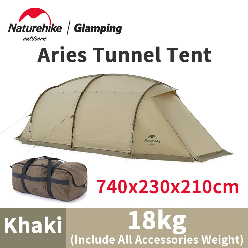 Naturehike Tunnel Tent ARIES Large Windproof Tourism With Snow Skirt Travel Outdoor Camping Equipment Family 4 Seasons Tent