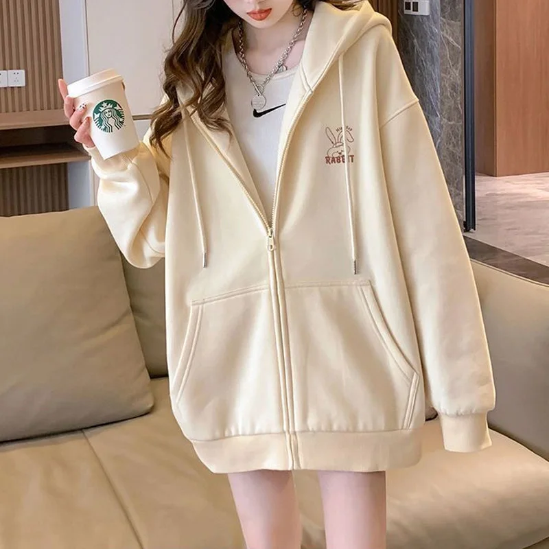 

2023 New Spring and Autumn Season Fashion Simple and Lazy Style Loose and Versatile Long Sleeve Hooded Lace Up Sweater Coat