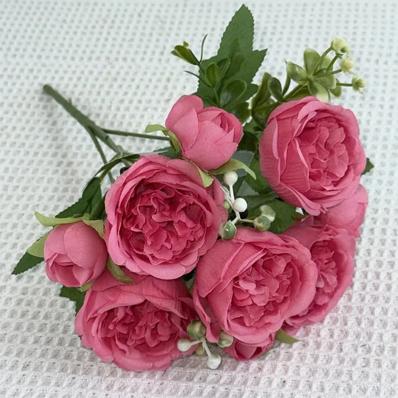 1/2 Stücke 30 cm Rose Weiß Seidenstrauß Pfingstrose Künstliche Blütenknospen Braut Hochzeit Dekor Dekoration Gefälschte Blume Valentinstag – Detail 7