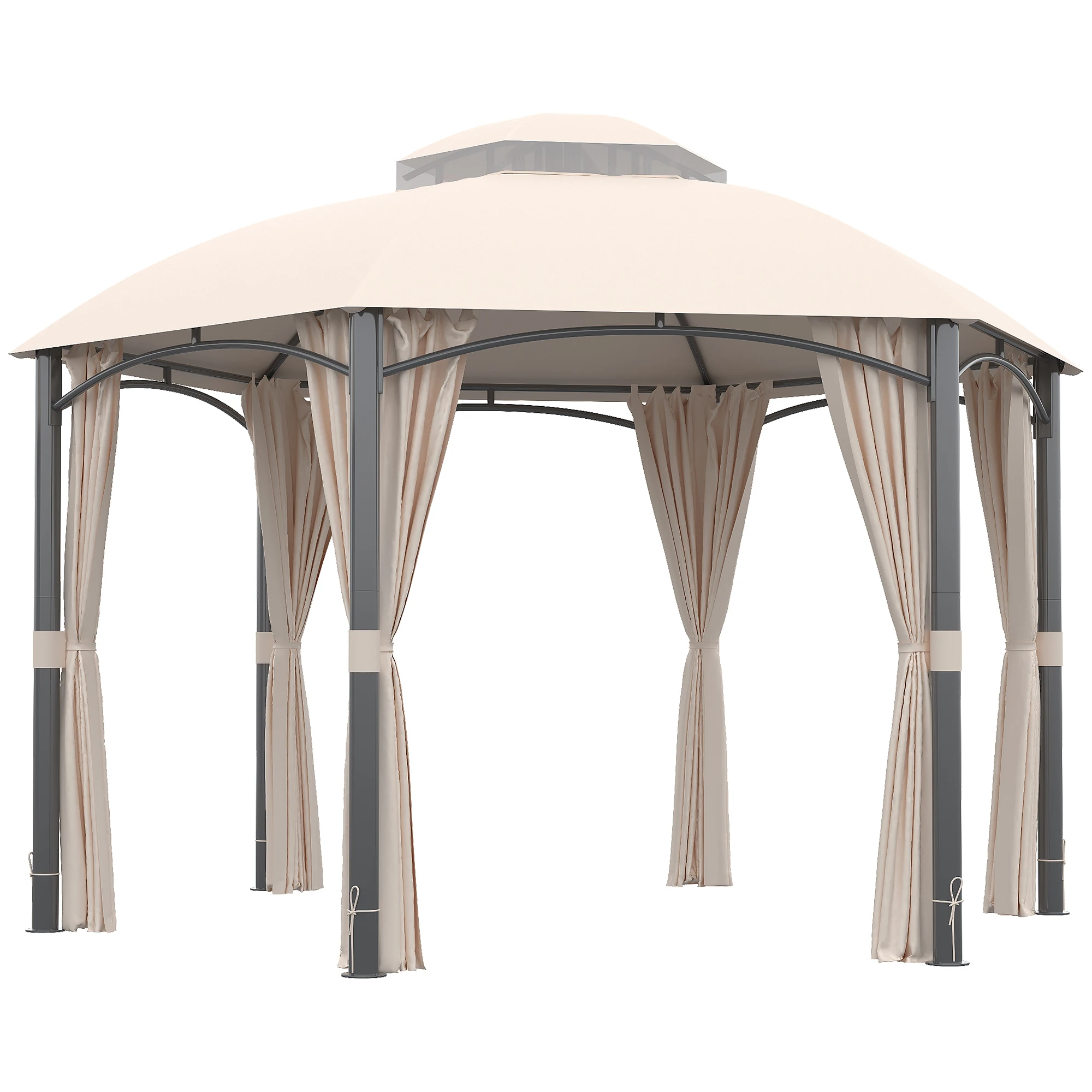 Utsunny 4x4 m garden gazebo with double roof and 6 zippered mosquito nets