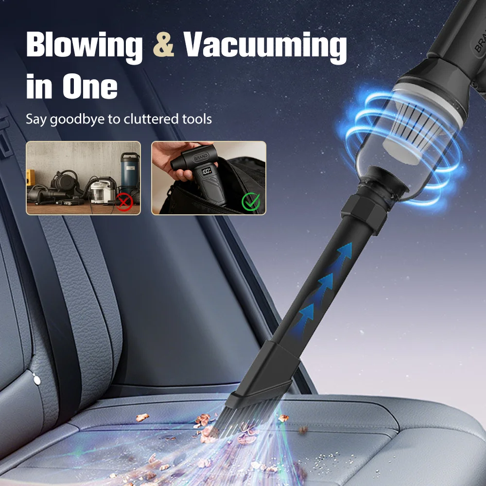 Ventilador Turbo ajustable de 5 velocidades con pantalla de batería de luz Led potente soplador de aire plumero de aire comprimido para coche/PC/limpieza del hogar