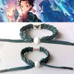 Anime Kamado Tanjiro Cosplay Kamado Nezuko Bracelet Hand-Knitted Anime Bracelet Couple Accessories Christmas Gift