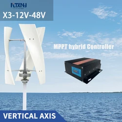 Real Efficiency Free Energy Windmill 5kw 48v 24v Vertical Axis Permanent Maglev Wind Turbine With MPPT Hybrid Controller