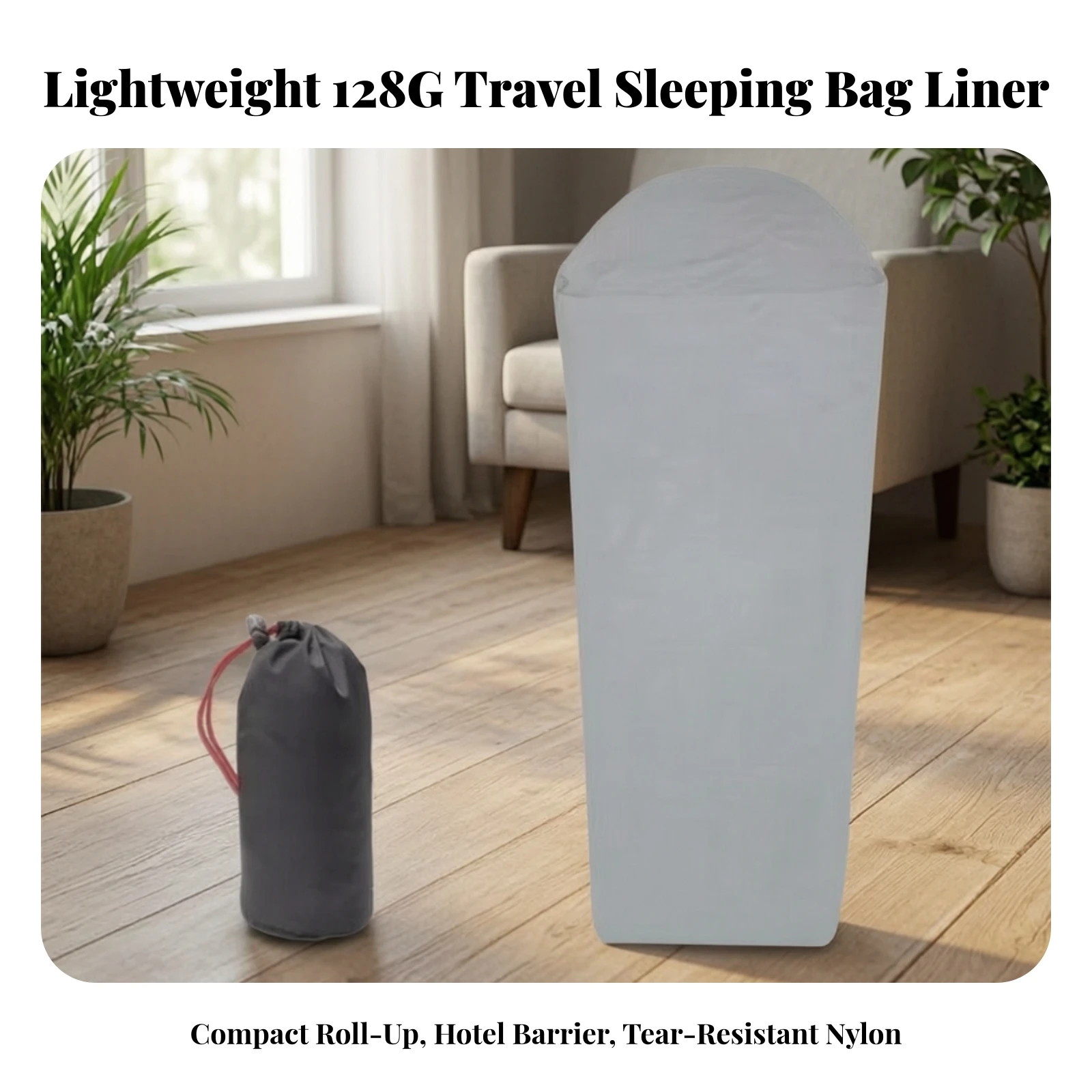 Sleeping Bag Liner with Hood Machine Washable Hooded Travel Sleep Sack Adult Sleep Sack Packable Bedding Breathable for Campers