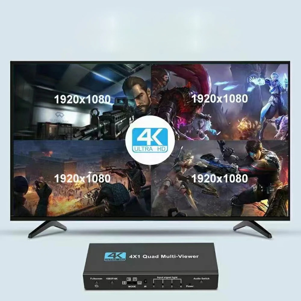 Switch multi-viewer compatibile HDMI 4x1 Splitter schermo multi-viewer in tempo reale 4K 4 schermi senza soluzione di continuità 4 in 1 uscita Compatibile con HDMI