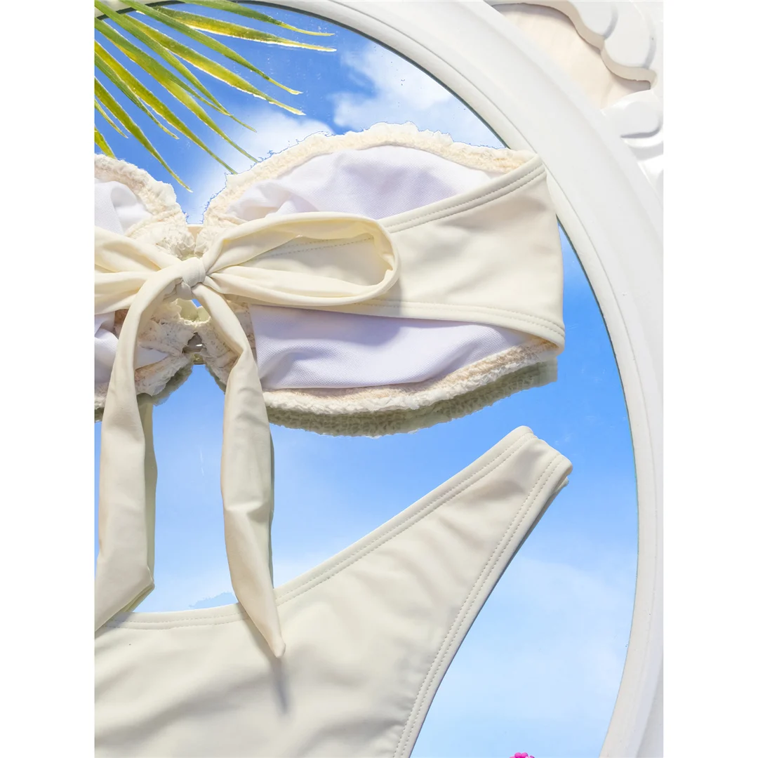 Neuer 3D-Blumen-Bandeau-Bikini mit hohem Beinausschnitt, Damen-Badeanzug, zweiteiliger Bikini-Set, Badebekleidung, Badeanzug, Schwimmanzug V6225 – Detail 15