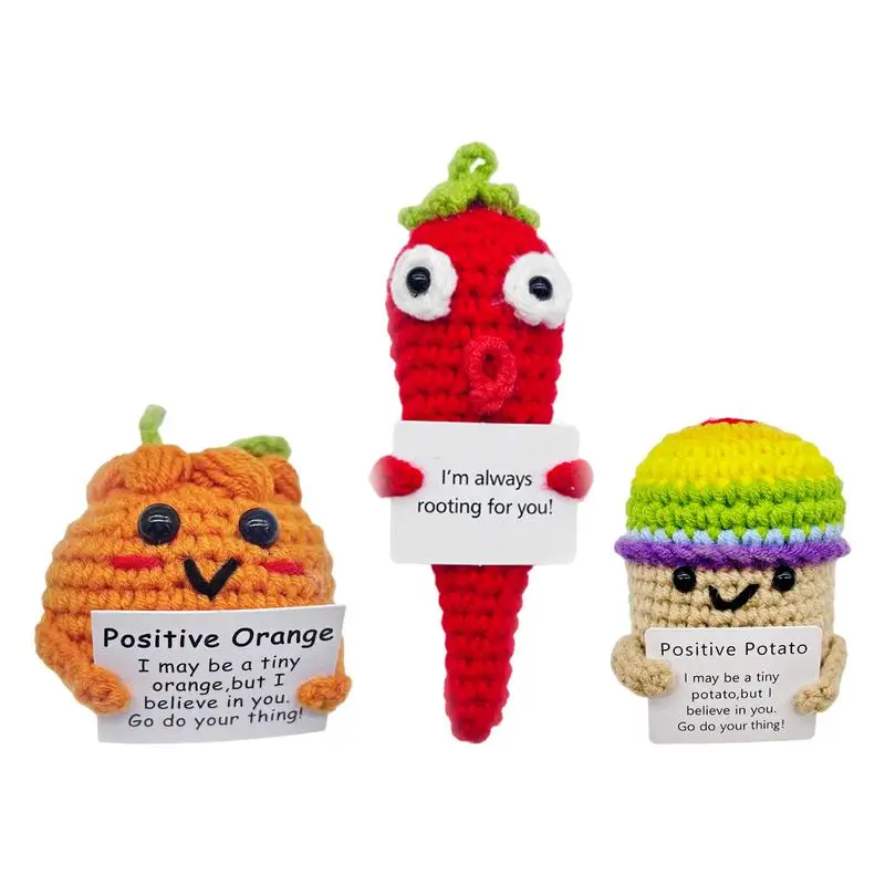Positief Gehaakte Pop Inspirerend Gebreid Pluche Fruit Inspirerend Decor Gehaakte Peper Aardappel Oranje Pop Emotioneel Geschenk