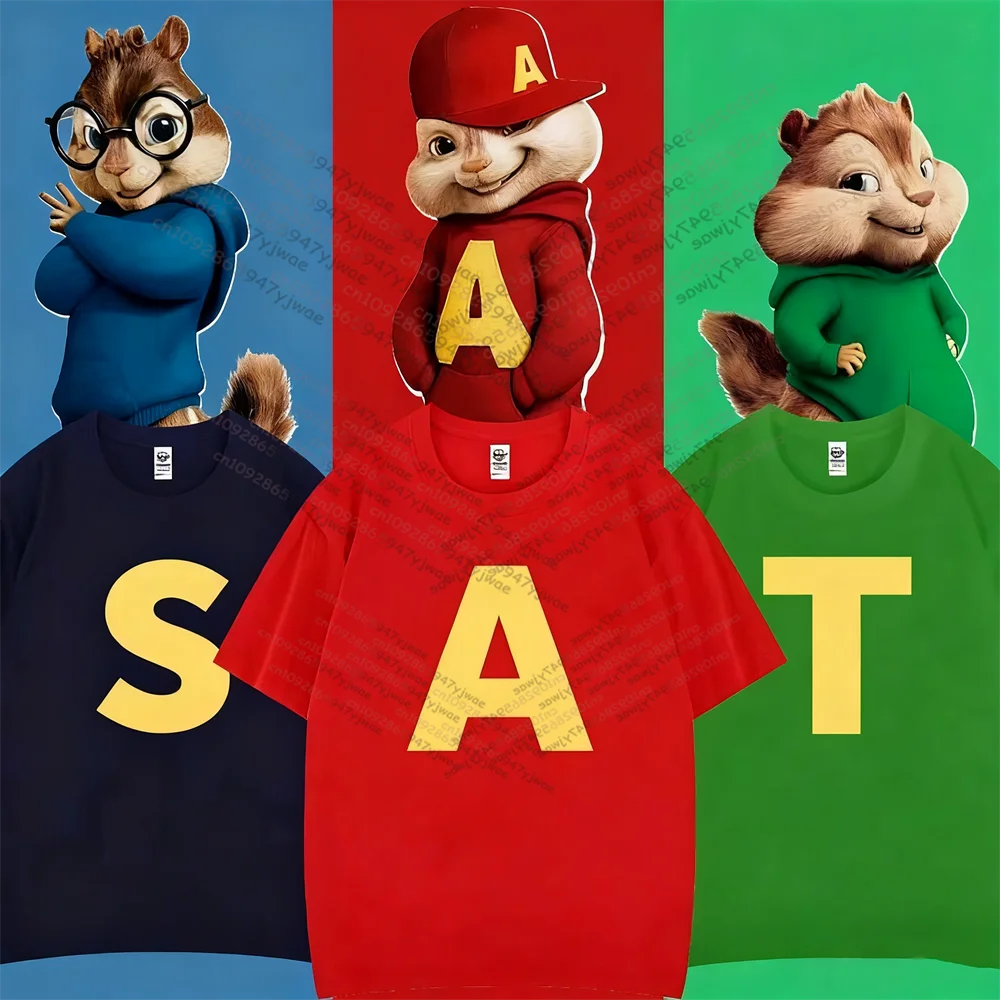 26Hot Anime Alvin And The Chipmunks_The Squeakquel's Damen Herren T-Shirt Mode Grafik T-Shirt Herbst/Winter Best Friend Moto Tops