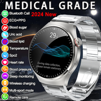 2024 New Micro Physical Examination Blood Lipids Uric Acid Blood Glucose Smart Watch Men ECG+PPG Clock Bluetooth call Smartwatch