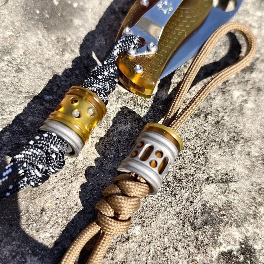 Imagem -06 - Pei-titanium Alloy Faça Você Mesmo Faca Beads e Pingentes Lanyard Umbrella Rope Pendant Edc Woven Paracord Acessórios Faca Presente 3in 1