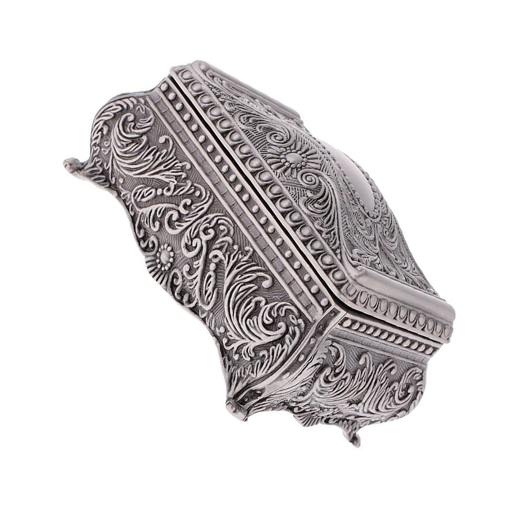 

Retro Rectangle Jewelry Box Flower Sculpture Trinkets Chest Jewelry Case