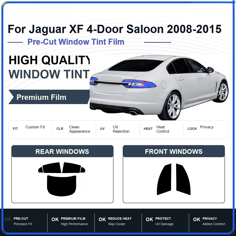 Pre-Cut Privacy Window Tint Film Designed For Jaguar XF 4-Door Saloon 2008-2015, Effectively Rejects Heat & UV Rays Car Windows