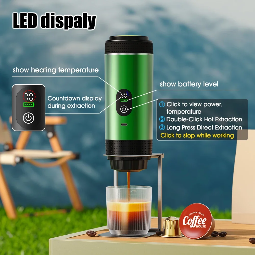 Foombthe 3-in-1 Capsule Coffee Maker With Digital Display Portable Espresso Coffee Machine for Car & Home Camping Coffee Maker