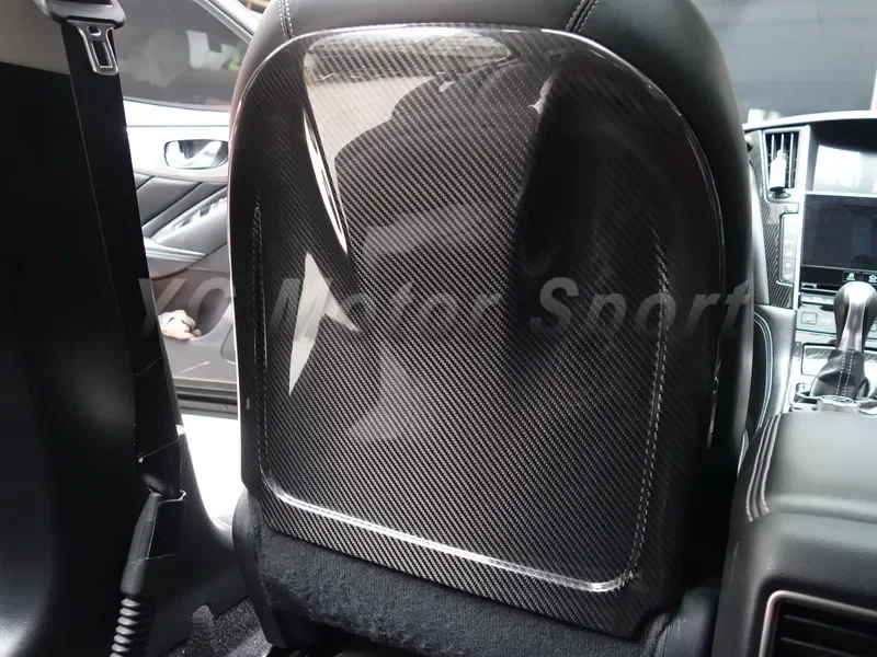 Car Accessories Dry Carbon Fiber Seat Back Cover Trim Fit For 2014-2015 Infiniti Q50 Sedan Seat Back Cover Car Stying