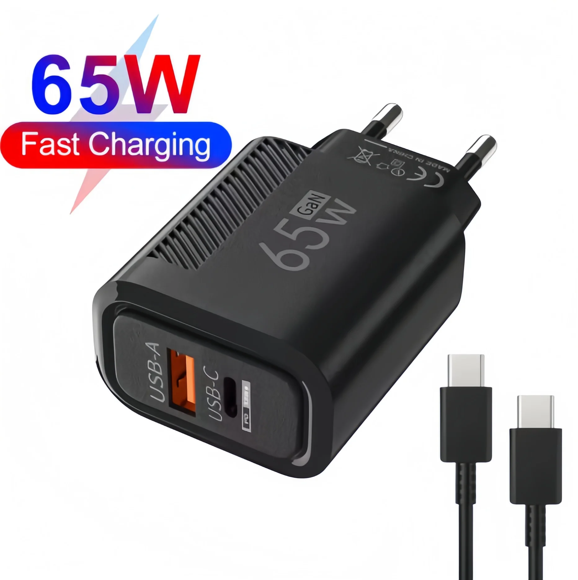 65W USB C Charger Universal GaN Fast Charger Fast Charging Wall Charger Adapter For iPhone Samsung Xiaomi Phone Quick Charge 3.0