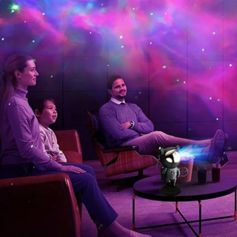 Astronaut Starry Sky Light Projector with Remote Control Dimming Bluetooth Music Bedroom Atmosphere Night Light Children's Toy